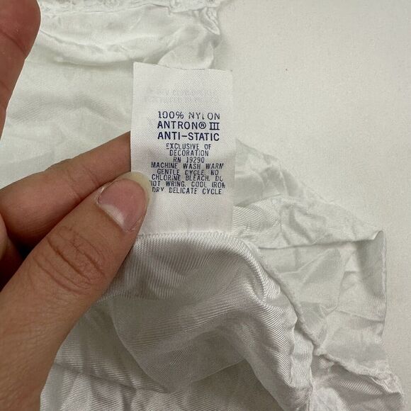 VTG Dixie Belle Lace Trim Nylon White Satin V-Neck Camisole Tank Sz 34 - Picture 7 of 8